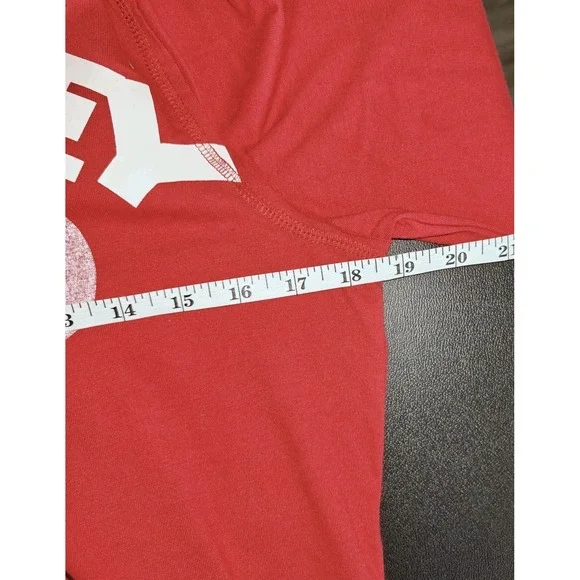 Womens Red Disney Vintage Mickey Mouse‎ Hoodie  Large Slim Fit V-Neck Tunic - Picture 6 of 7